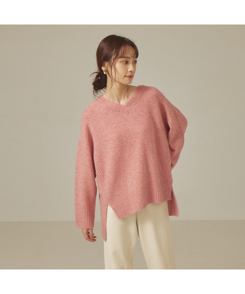 abahouse mavie（アバハウスマヴィ）の「ふわニットVネックプルオーバー（ニット/セーター・レディース・サックスブルー/ライトグレー/ブルー/ピンク/ダークベージュ/ブラック・フリー）」の6枚目の写真