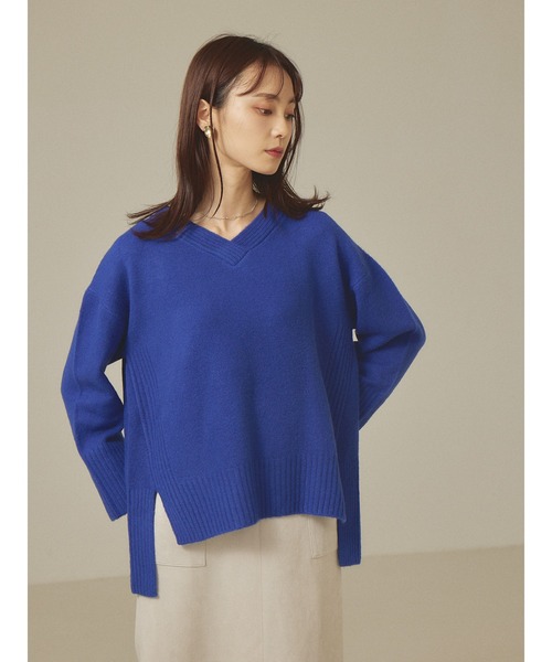 abahouse mavie（アバハウスマヴィ）の「ふわニットVネックプルオーバー（ニット/セーター・レディース・サックスブルー/ライトグレー/ブルー/ピンク/ダークベージュ/ブラック・フリー）」の5枚目の写真