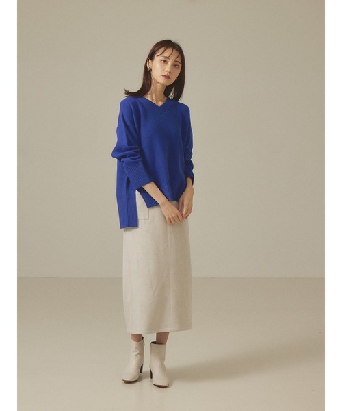 abahouse mavie（アバハウスマヴィ）の「ふわニットVネックプルオーバー（ニット/セーター・レディース・サックスブルー/ライトグレー/ブルー/ピンク/ダークベージュ/ブラック・フリー）」の21枚目の写真