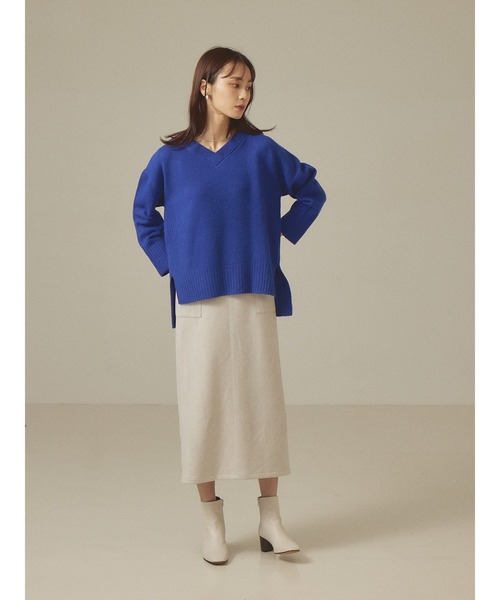 abahouse mavie（アバハウスマヴィ）の「ふわニットVネックプルオーバー（ニット/セーター・レディース・サックスブルー/ライトグレー/ブルー/ピンク/ダークベージュ/ブラック・フリー）」の22枚目の写真