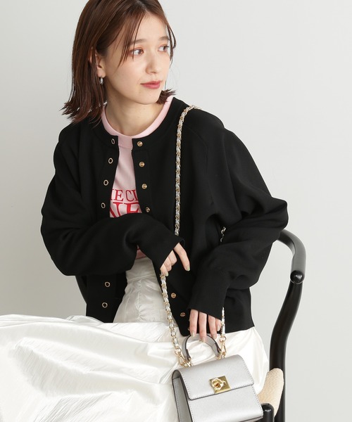 N.（N. Natural Beauty Basic）（エヌエヌナチュラルビューティーベーシック）の「◆ドットボタン総針フォルムカーディガン（カーディガン/ボレロ・レディース・オフホワイト/ブラック/グリーン/ブルー/ネイビー/ピンク/イエロー・MEDIUM）」の3枚目の写真