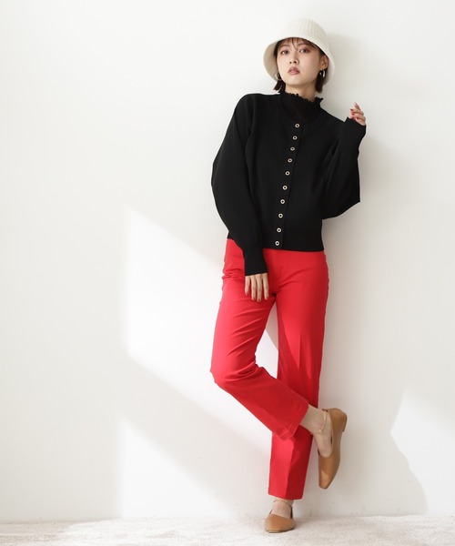 N.（N. Natural Beauty Basic）（エヌエヌナチュラルビューティーベーシック）の「◆ドットボタン総針フォルムカーディガン（カーディガン/ボレロ・レディース・オフホワイト/ブラック/グリーン/ブルー/ネイビー/ピンク/イエロー・MEDIUM）」の10枚目の写真