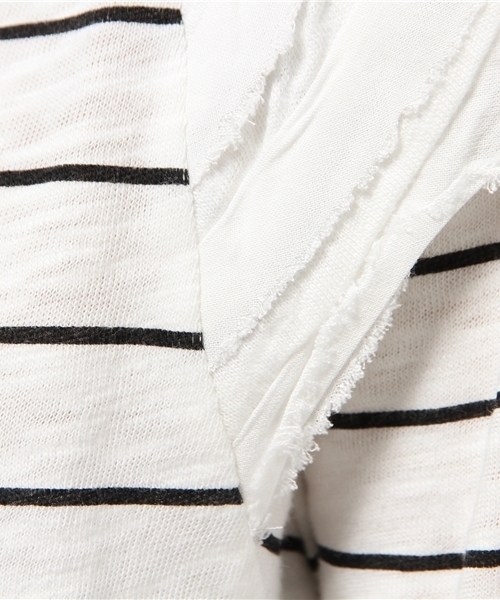 Kastane（カスタネ）の「【Kastane】断ち切り肩フリルプルオーバー（ニット/セーター・レディース・ネイビー/ホワイト/グレー・FREE）」の4枚目の写真