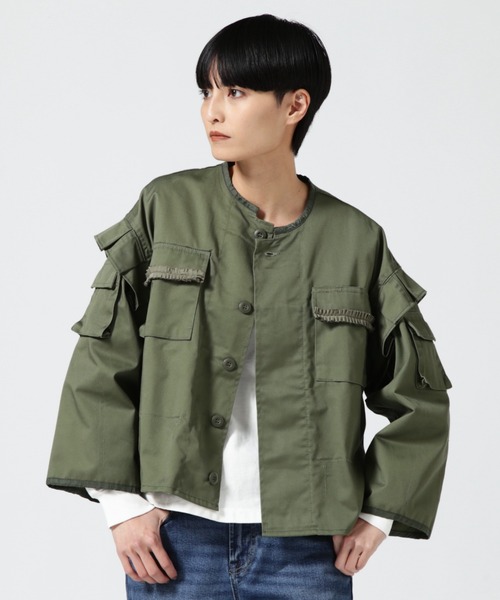 RehersalL(リハーズオール)の「rehersall/リハーズオール/B.D.Uフリルショルダージャケット(その他アウター・レディース・カーキ・F)」の1枚目の写真