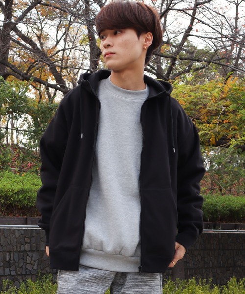CRAFT STANDARD BOUTIQUE(クラフトスタンダードブティック)の「【防風】裏フリースZIPパーカー(パーカー・メンズ・ブラック/杢グレー・L/LL/M)」の1枚目の写真