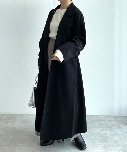 w closet（ダブルクローゼット）の「ベルト付ダブルフェイスロングコート（チェスターコート・レディース・グレイッシュベージュ/アイボリー/ブラウン・FREE）」の7枚目の写真