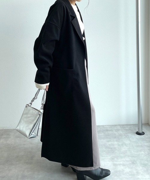 w closet（ダブルクローゼット）の「ベルト付ダブルフェイスロングコート（チェスターコート・レディース・グレイッシュベージュ/アイボリー/ブラウン・FREE）」の8枚目の写真