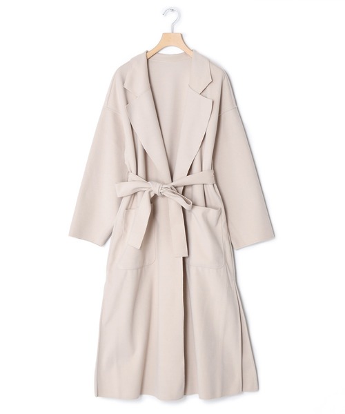 w closet（ダブルクローゼット）の「ベルト付ダブルフェイスロングコート（チェスターコート・レディース・グレイッシュベージュ/アイボリー/ブラウン・FREE）」の12枚目の写真