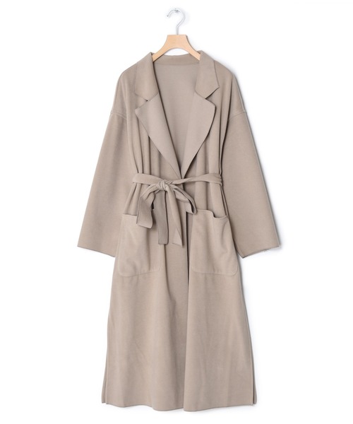 w closet（ダブルクローゼット）の「ベルト付ダブルフェイスロングコート（チェスターコート・レディース・グレイッシュベージュ/アイボリー/ブラウン・FREE）」の13枚目の写真