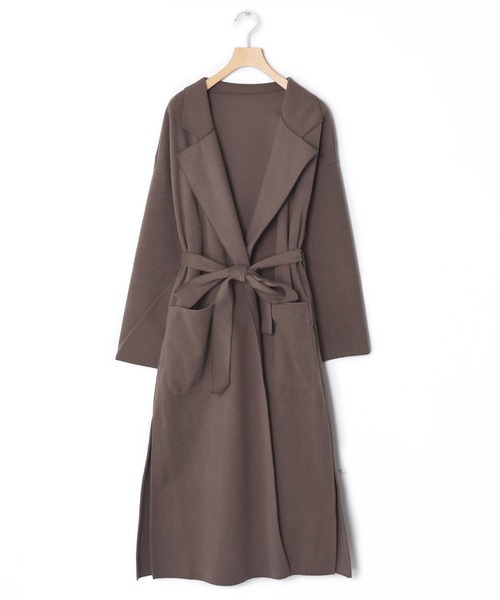 w closet（ダブルクローゼット）の「ベルト付ダブルフェイスロングコート（チェスターコート・レディース・グレイッシュベージュ/アイボリー/ブラウン・FREE）」の15枚目の写真