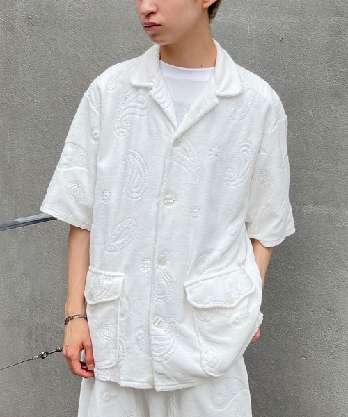 TOWNCRAFT(タウンクラフト)の「【TOWNCRAFT/タウンクラフト】paisley pile beach shirt(シャツ/ブラウス・メンズ・ブラック/ホワイト・MEDIUM/LARGE)」の2枚目の写真