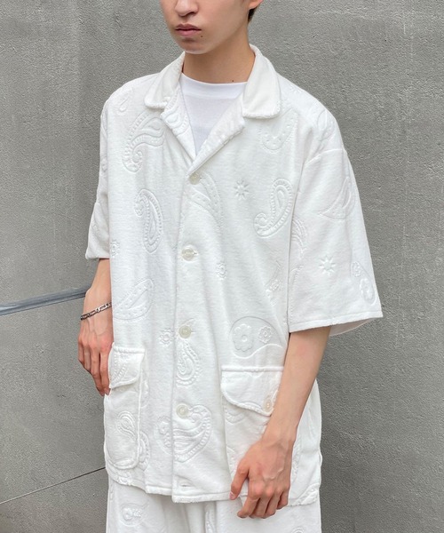 TOWNCRAFT(タウンクラフト)の「【TOWNCRAFT/タウンクラフト】paisley pile beach shirt(シャツ/ブラウス・メンズ・ブラック/ホワイト・MEDIUM/LARGE)」の3枚目の写真