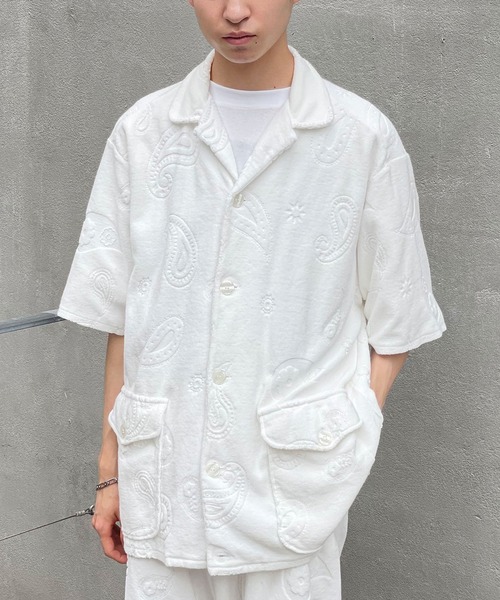 TOWNCRAFT(タウンクラフト)の「【TOWNCRAFT/タウンクラフト】paisley pile beach shirt(シャツ/ブラウス・メンズ・ブラック/ホワイト・MEDIUM/LARGE)」の4枚目の写真