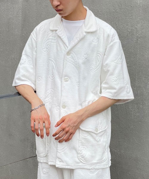 TOWNCRAFT(タウンクラフト)の「【TOWNCRAFT/タウンクラフト】paisley pile beach shirt(シャツ/ブラウス・メンズ・ブラック/ホワイト・MEDIUM/LARGE)」の5枚目の写真