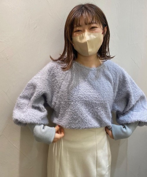 flower（フラワー）の「フラッフィーバルーントップス（Tシャツ/カットソー・レディース・ホワイト/ブルー・FREE）」の4枚目の写真