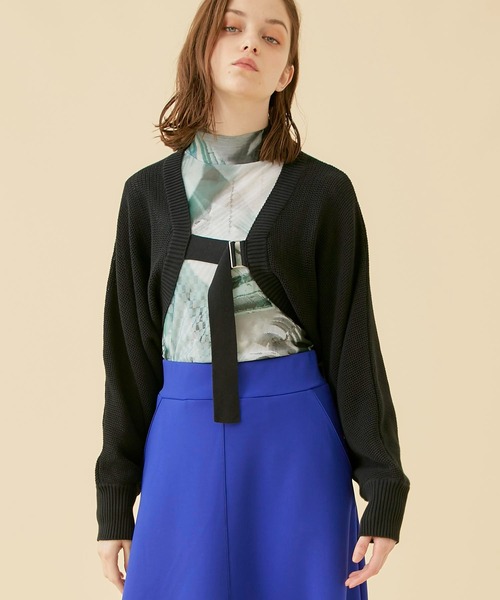 CITY TOKYO（シティトウキョウ）の「【手洗い可能】ベルテッドニットメッシュボレロカーディガン（カーディガン/ボレロ・レディース・ラベンダー/ブルー/カーキ/ブラック・FREE）」の5枚目の写真