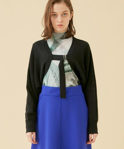 CITY TOKYO（シティトウキョウ）の「【手洗い可能】ベルテッドニットメッシュボレロカーディガン（カーディガン/ボレロ・レディース・ラベンダー/ブルー/カーキ/ブラック・FREE）」の9枚目の写真