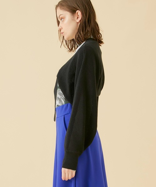 CITY TOKYO（シティトウキョウ）の「【手洗い可能】ベルテッドニットメッシュボレロカーディガン（カーディガン/ボレロ・レディース・ラベンダー/ブルー/カーキ/ブラック・FREE）」の10枚目の写真