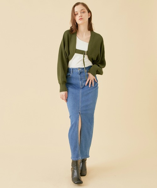 CITY TOKYO（シティトウキョウ）の「【手洗い可能】ベルテッドニットメッシュボレロカーディガン（カーディガン/ボレロ・レディース・ラベンダー/ブルー/カーキ/ブラック・FREE）」の18枚目の写真