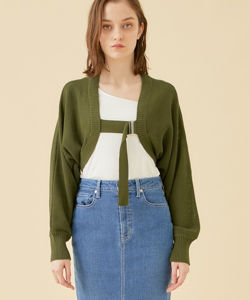 CITY TOKYO（シティトウキョウ）の「【手洗い可能】ベルテッドニットメッシュボレロカーディガン（カーディガン/ボレロ・レディース・ラベンダー/ブルー/カーキ/ブラック・FREE）」の19枚目の写真