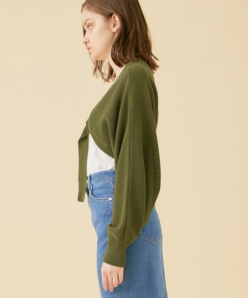 CITY TOKYO（シティトウキョウ）の「【手洗い可能】ベルテッドニットメッシュボレロカーディガン（カーディガン/ボレロ・レディース・ラベンダー/ブルー/カーキ/ブラック・FREE）」の20枚目の写真