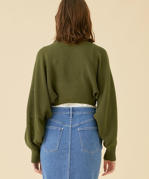 CITY TOKYO（シティトウキョウ）の「【手洗い可能】ベルテッドニットメッシュボレロカーディガン（カーディガン/ボレロ・レディース・ラベンダー/ブルー/カーキ/ブラック・FREE）」の21枚目の写真