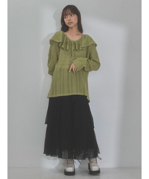 merry jenny（メリージェニー）の「メッシュニットソーリラクシーチュニック（Tシャツ/カットソー・レディース・オフホワイト/アイボリー/グリーン系その他・FREE）」の17枚目の写真