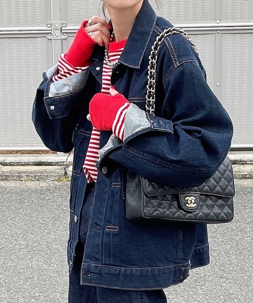 INTERPLAY（インタープレイ）の「【INTERPLAY x AYA】フィンガーホール オーセンティック ボーダー 長袖Teeシャツ（Tシャツ/カットソー・レディース・ネイビー/レッド・FREE）」の2枚目の写真