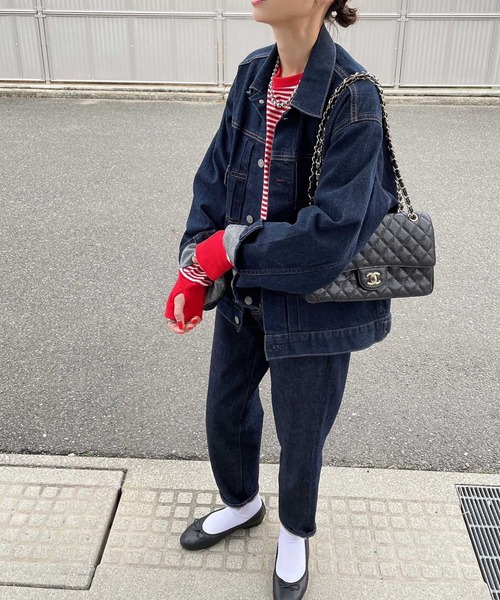 INTERPLAY（インタープレイ）の「【INTERPLAY x AYA】フィンガーホール オーセンティック ボーダー 長袖Teeシャツ（Tシャツ/カットソー・レディース・ネイビー/レッド・FREE）」の3枚目の写真