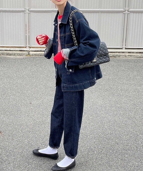 INTERPLAY（インタープレイ）の「【INTERPLAY x AYA】フィンガーホール オーセンティック ボーダー 長袖Teeシャツ（Tシャツ/カットソー・レディース・ネイビー/レッド・FREE）」の4枚目の写真