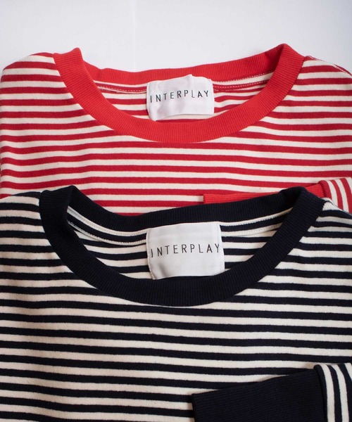 INTERPLAY（インタープレイ）の「【INTERPLAY x AYA】フィンガーホール オーセンティック ボーダー 長袖Teeシャツ（Tシャツ/カットソー・レディース・ネイビー/レッド・FREE）」の12枚目の写真