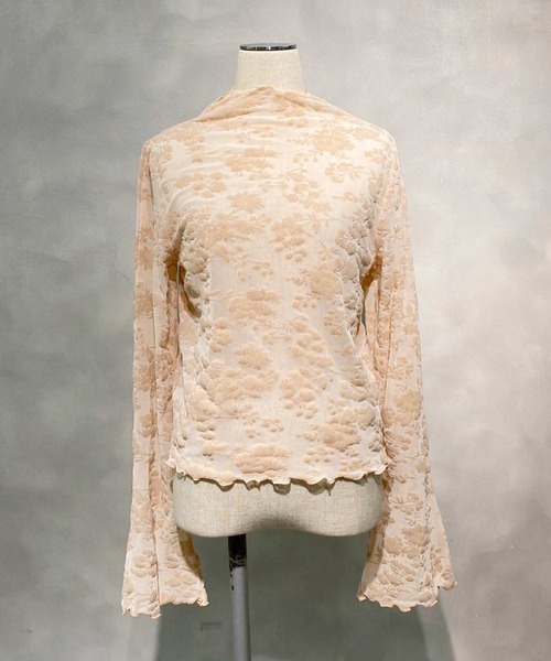 one after another NICE CLAUP（ワンアフターアナザーナイスクラップ）の「オパールシアーハイネックトップス　2023SS（Tシャツ/カットソー・レディース・グレー/ピンクベージュ/アイボリー・FREE）」の3枚目の写真