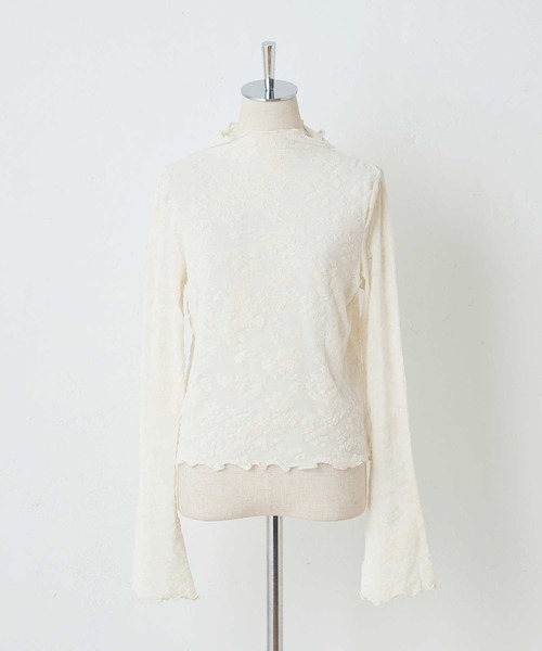 one after another NICE CLAUP（ワンアフターアナザーナイスクラップ）の「オパールシアーハイネックトップス　2023SS（Tシャツ/カットソー・レディース・グレー/ピンクベージュ/アイボリー・FREE）」の8枚目の写真