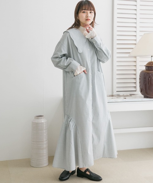 KBF（ケイビーエフ）の「ウェーブカラーワンピース（ワンピース・レディース・ブルー系その他/グレー系その他/ブラック・ONE）」の3枚目の写真