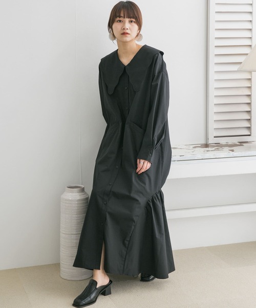 KBF（ケイビーエフ）の「ウェーブカラーワンピース（ワンピース・レディース・ブルー系その他/グレー系その他/ブラック・ONE）」の2枚目の写真