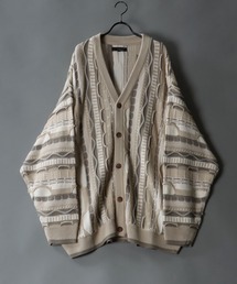 SITRY | Balloon Sleeve Big silhouette 3D Knit Cardigan/バルーンスリーブ ビッグシルエット 3D  ニット カーディガン/カーデ(カーディガン/ボレロ)