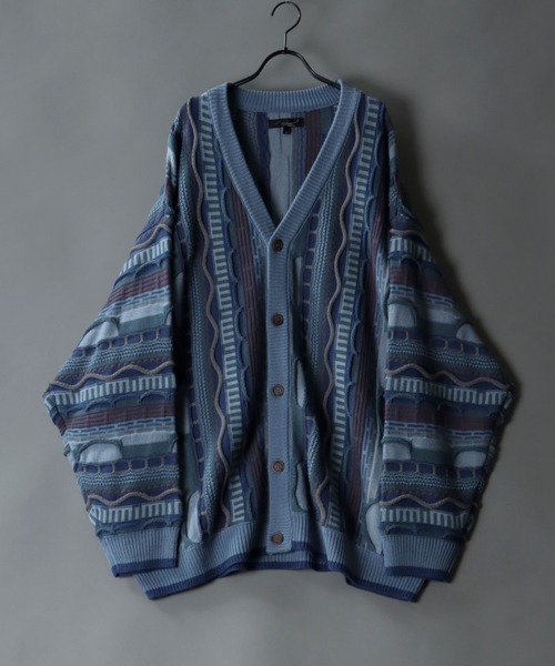 SITRY（シトリー）の「Balloon Sleeve Big silhouette 3D Knit Cardigan/バルーンスリーブ ビッグシルエット 3D  ニット カーディガン/カーデ（カーディガン/ボレロ・メンズ・ベージュ/グレイッシュベージュ/サックスブルー/ブラック/グレー・M/L）」の5枚目の写真