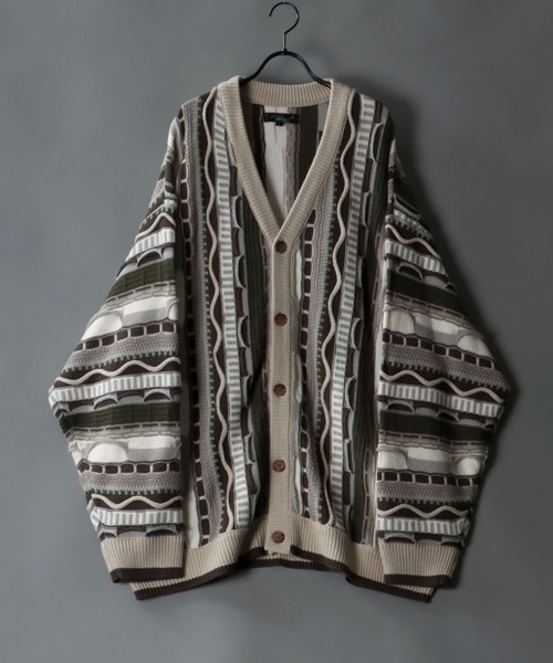 SITRY（シトリー）の「Balloon Sleeve Big silhouette 3D Knit Cardigan/バルーンスリーブ ビッグシルエット 3D  ニット カーディガン/カーデ（カーディガン/ボレロ・メンズ・ベージュ/グレイッシュベージュ/サックスブルー/ブラック/グレー・M/L）」の4枚目の写真