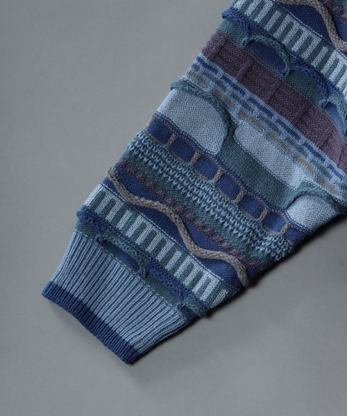 SITRY（シトリー）の「Balloon Sleeve Big silhouette 3D Knit Cardigan/バルーンスリーブ ビッグシルエット 3D  ニット カーディガン/カーデ（カーディガン/ボレロ・メンズ・ベージュ/グレイッシュベージュ/サックスブルー/ブラック/グレー・M/L）」の8枚目の写真