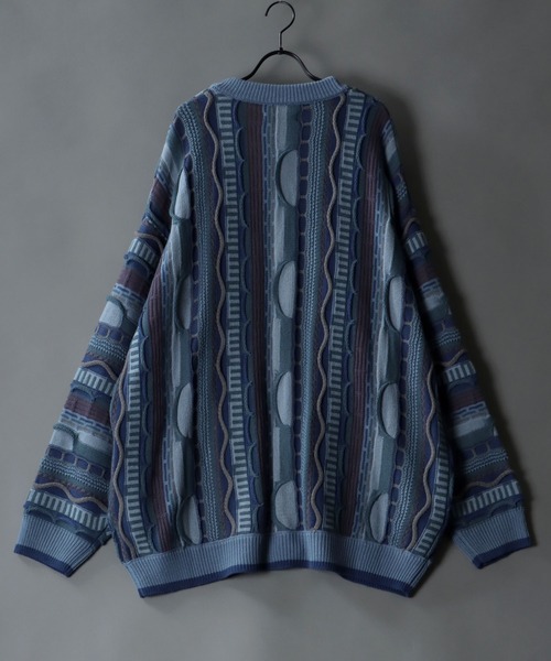 SITRY（シトリー）の「Balloon Sleeve Big silhouette 3D Knit Cardigan/バルーンスリーブ ビッグシルエット 3D  ニット カーディガン/カーデ（カーディガン/ボレロ・メンズ・ベージュ/グレイッシュベージュ/サックスブルー/ブラック/グレー・M/L）」の10枚目の写真