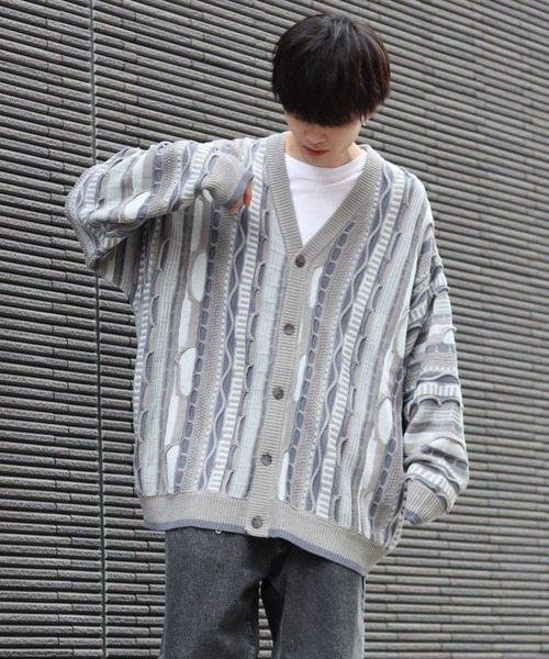 SITRY（シトリー）の「Balloon Sleeve Big silhouette 3D Knit Cardigan/バルーンスリーブ ビッグシルエット 3D  ニット カーディガン/カーデ（カーディガン/ボレロ・メンズ・ベージュ/グレイッシュベージュ/サックスブルー/ブラック/グレー・M/L）」の21枚目の写真