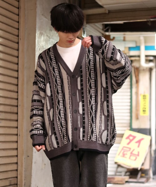 SITRY（シトリー）の「Balloon Sleeve Big silhouette 3D Knit Cardigan/バルーンスリーブ ビッグシルエット 3D  ニット カーディガン/カーデ（カーディガン/ボレロ・メンズ・ベージュ/グレイッシュベージュ/サックスブルー/ブラック/グレー・M/L）」の19枚目の写真