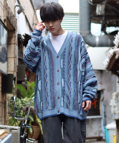 SITRY（シトリー）の「Balloon Sleeve Big silhouette 3D Knit Cardigan/バルーンスリーブ ビッグシルエット 3D  ニット カーディガン/カーデ（カーディガン/ボレロ・メンズ・ベージュ/グレイッシュベージュ/サックスブルー/ブラック/グレー・M/L）」の17枚目の写真