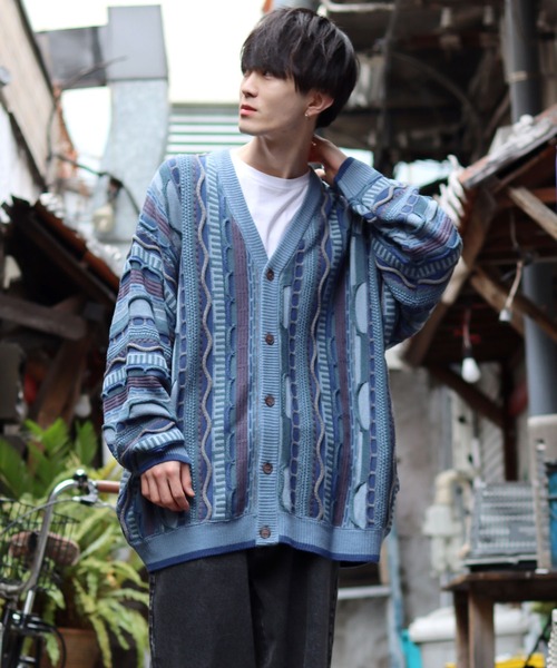 SITRY（シトリー）の「Balloon Sleeve Big silhouette 3D Knit Cardigan/バルーンスリーブ ビッグシルエット 3D  ニット カーディガン/カーデ（カーディガン/ボレロ・メンズ・ベージュ/グレイッシュベージュ/サックスブルー/ブラック/グレー・M/L）」の16枚目の写真