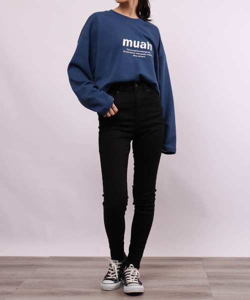muahmuah（ムーアムーア）の「MUAHMUAH シグネチャー グラフィック長袖Tシャツ（Tシャツ/カットソー・レディース・インディゴブルー/ホワイト・FREE）」の19枚目の写真