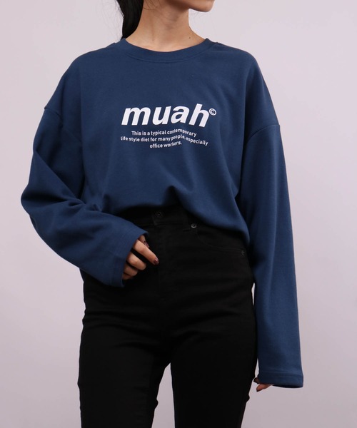 muahmuah（ムーアムーア）の「MUAHMUAH シグネチャー グラフィック長袖Tシャツ（Tシャツ/カットソー・レディース・インディゴブルー/ホワイト・FREE）」の16枚目の写真