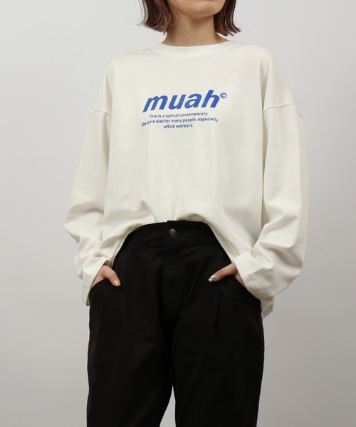muahmuah（ムーアムーア）の「MUAHMUAH シグネチャー グラフィック長袖Tシャツ（Tシャツ/カットソー・レディース・インディゴブルー/ホワイト・FREE）」の7枚目の写真