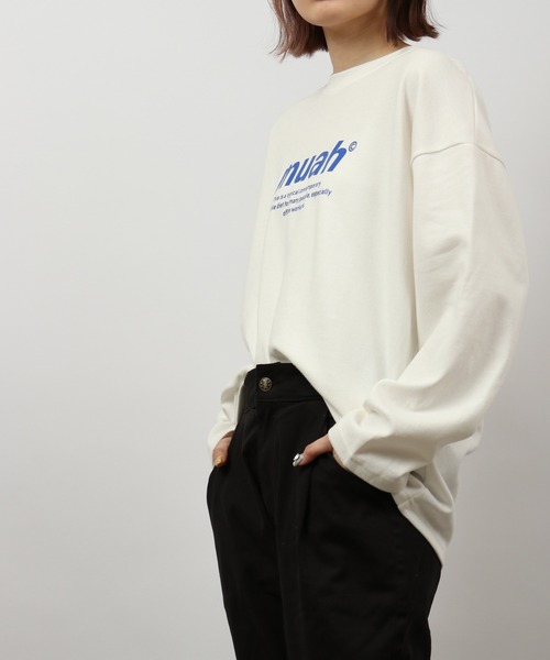 muahmuah（ムーアムーア）の「MUAHMUAH シグネチャー グラフィック長袖Tシャツ（Tシャツ/カットソー・レディース・インディゴブルー/ホワイト・FREE）」の8枚目の写真