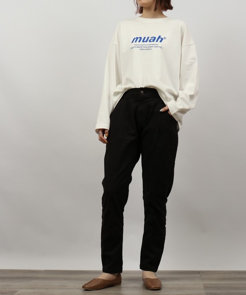 muahmuah（ムーアムーア）の「MUAHMUAH シグネチャー グラフィック長袖Tシャツ（Tシャツ/カットソー・レディース・インディゴブルー/ホワイト・FREE）」の11枚目の写真