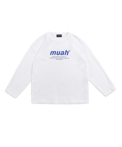 muahmuah（ムーアムーア）の「MUAHMUAH シグネチャー グラフィック長袖Tシャツ（Tシャツ/カットソー・レディース・インディゴブルー/ホワイト・FREE）」の3枚目の写真